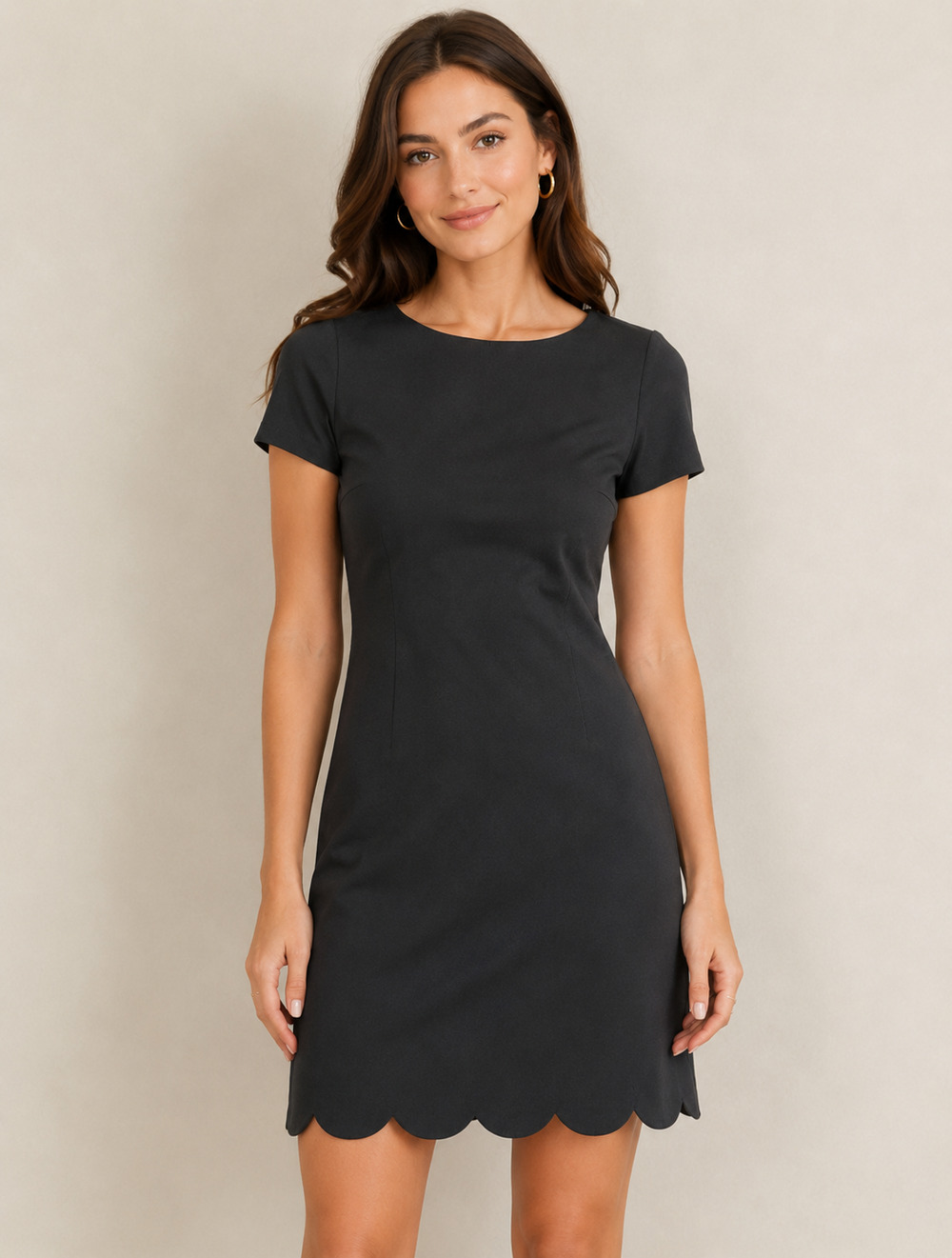 Anne Klein Women's Black Scallop Sleeve/Edge Cocktail Dress Size PM